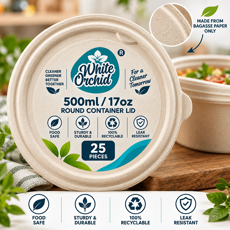Application of Bagasse Round Container Lid 500 ml in hotels, restaurants and offices - White Orchid