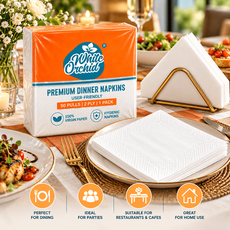 Application of Premium Dinner Napkins in hotels, restaurants and offices - White Orchid