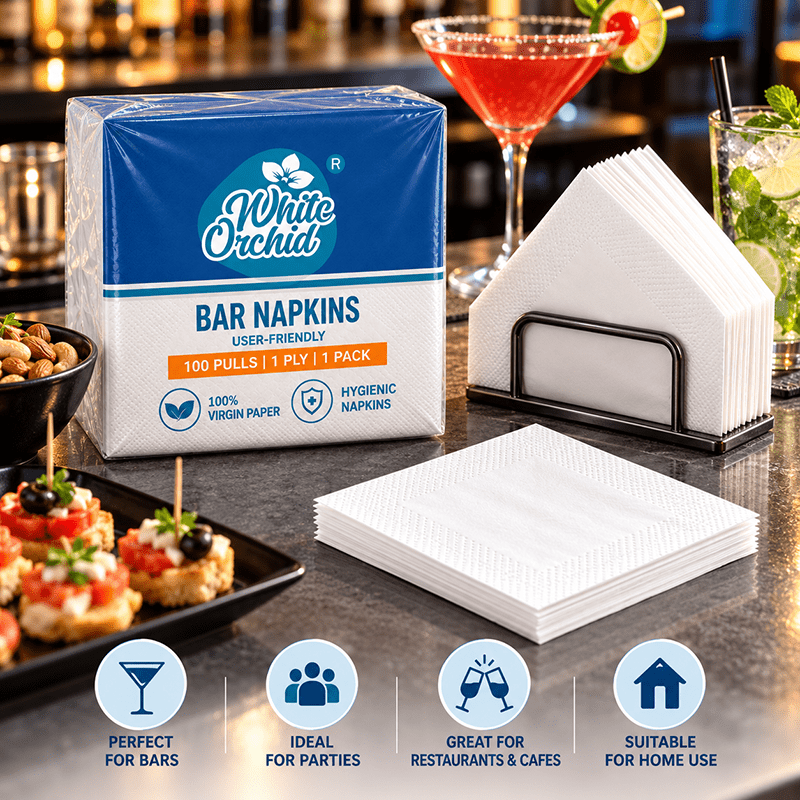 Application of Bar Napkins in hotels, restaurants and offices - White Orchid