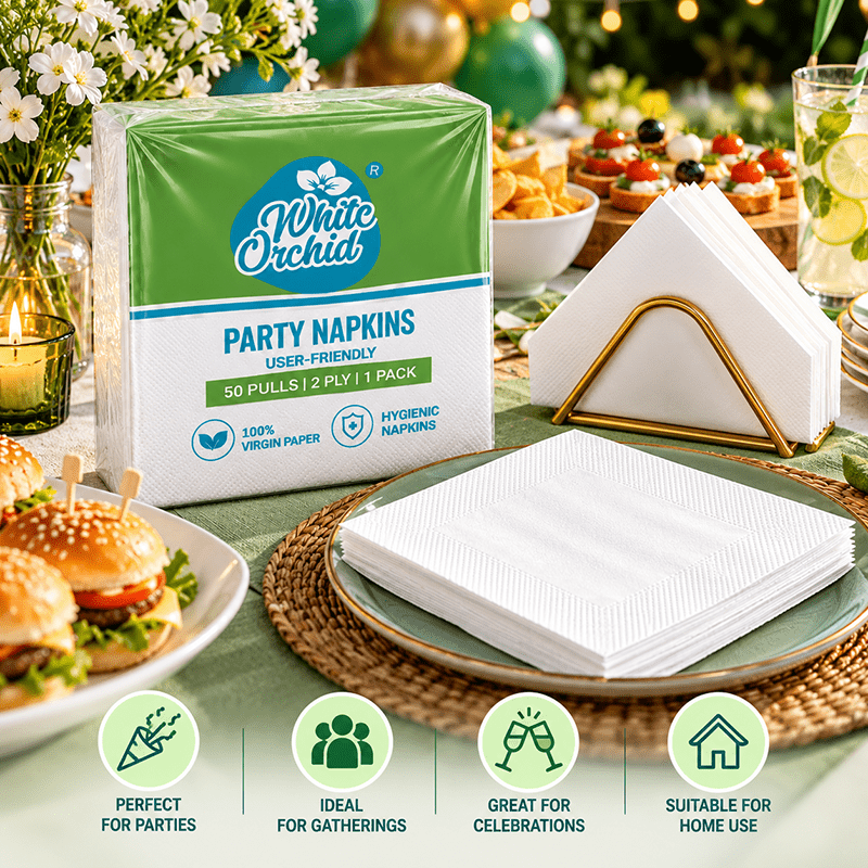 Application of Party Napkins in hotels, restaurants and offices - White Orchid