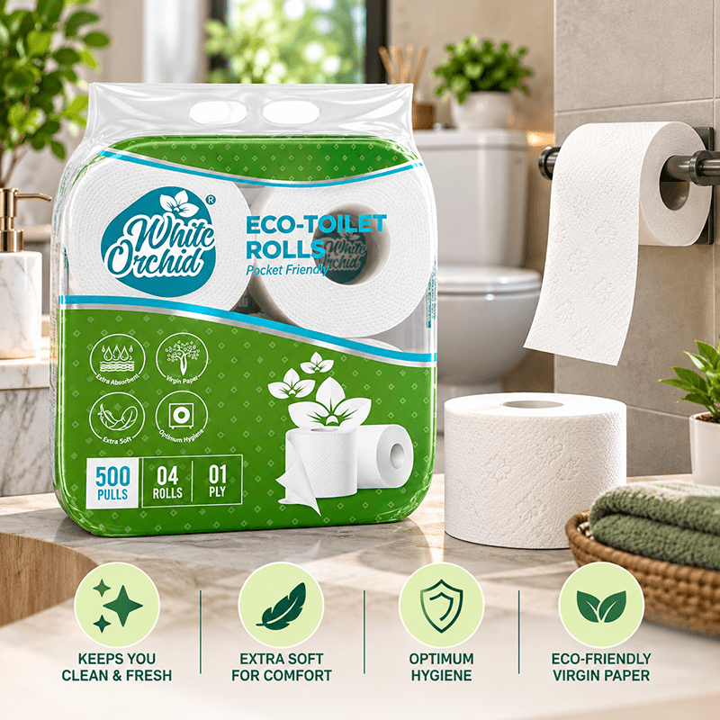 Application of Eco Toilet Rolls in hotels, restaurants and offices - White Orchid