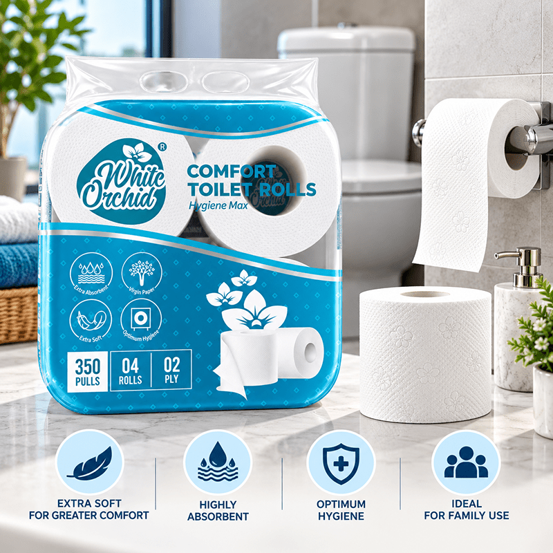 Application of Comfort Toilet Rolls 350 in hotels, restaurants and offices - White Orchid
