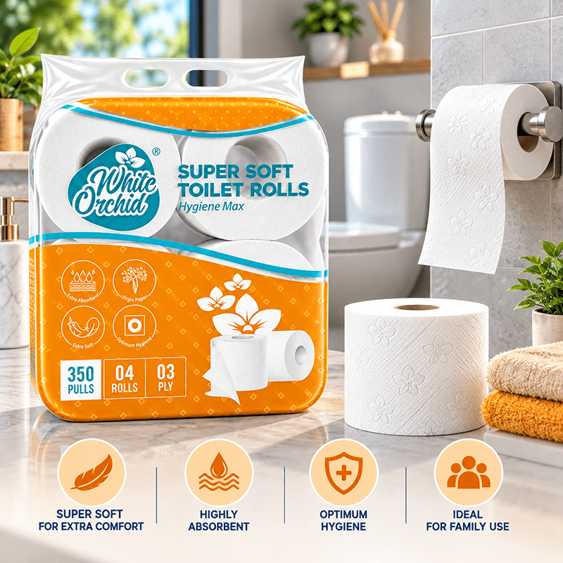 Application of Super Soft Toilet Rolls in hotels, restaurants and offices - White Orchid