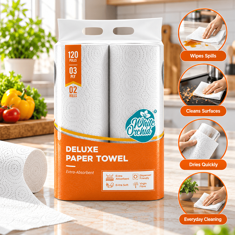Application of Deluxe Paper Towel in hotels, restaurants and offices - White Orchid