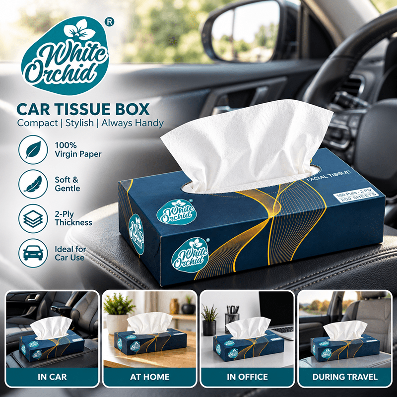Application of Car Tissue Box in hotels, restaurants and offices - White Orchid