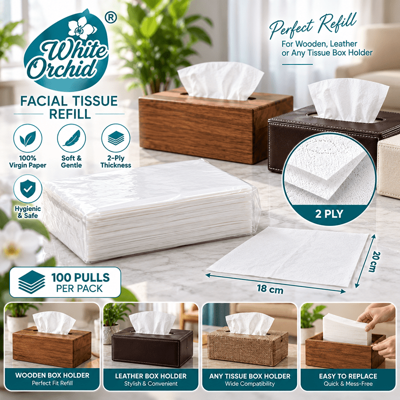 Application of Facial Tissue Refill in hotels, restaurants and offices - White Orchid