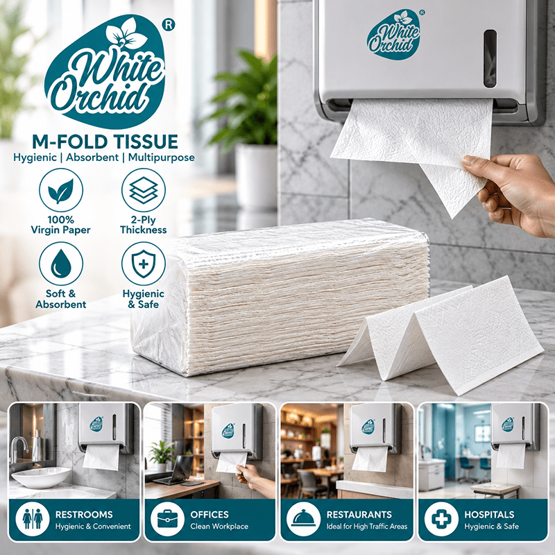 Application of M-Fold Tissue (Wall Mount) in hotels, restaurants and offices - White Orchid