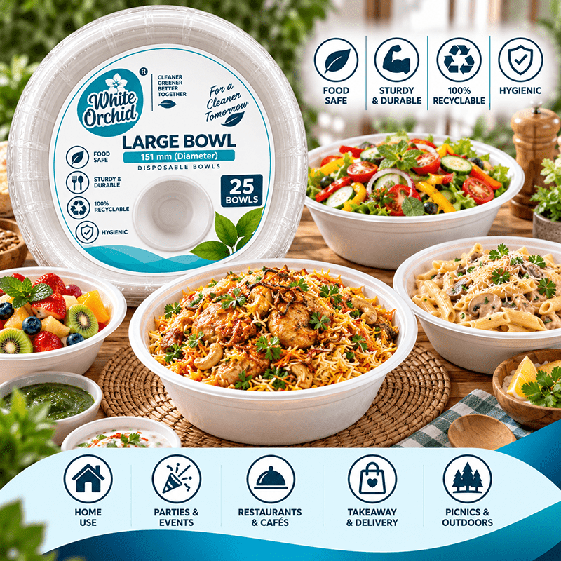 Application of Bagasse Large Bowl 350 ml in hotels, restaurants and offices - White Orchid