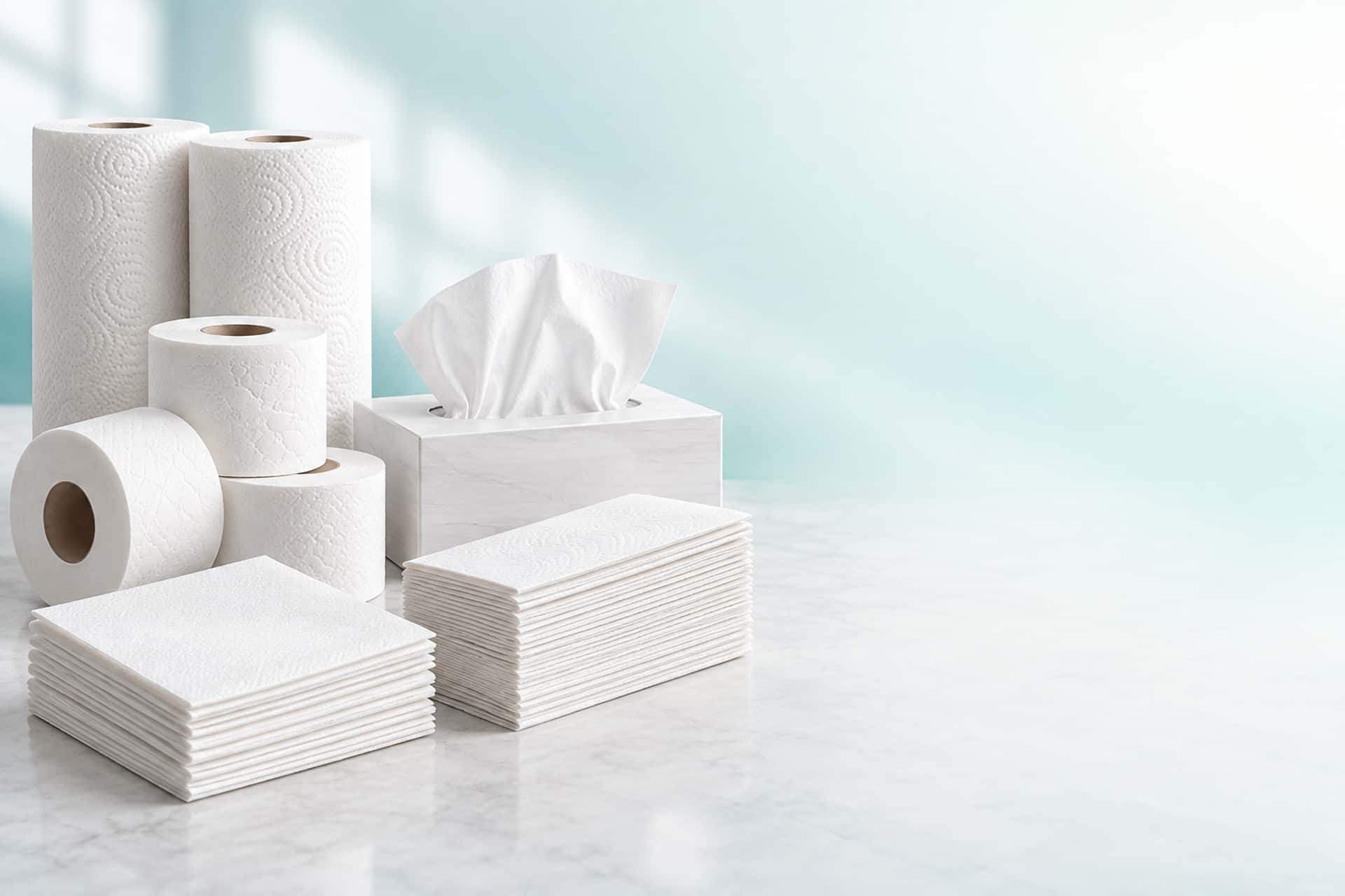 White Orchid virgin pulp tissue napkins and toilet rolls