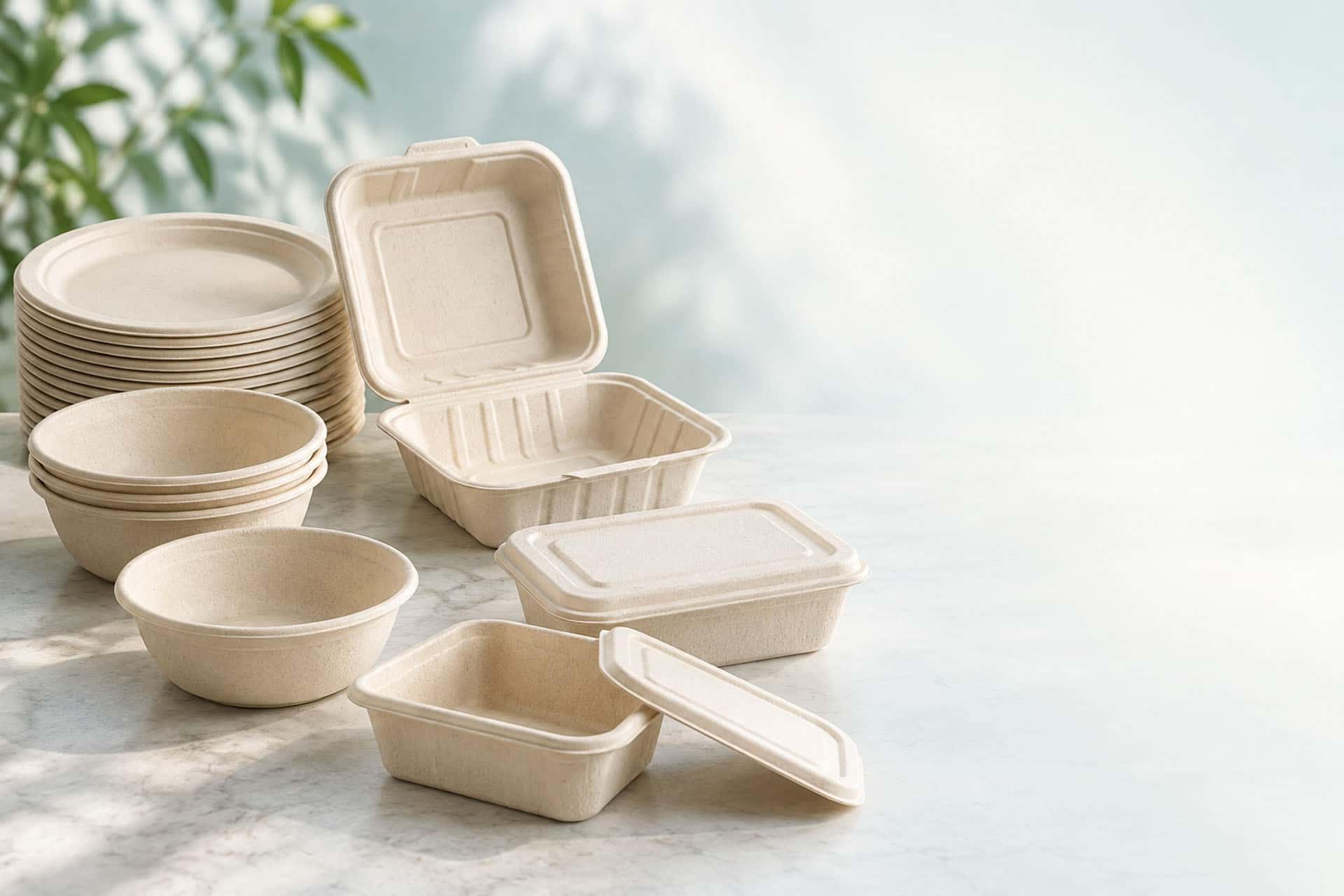 White Orchid compostable sugarcane bagasse tableware