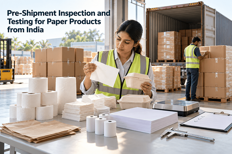 Pre-shipment inspection of tissue and paper products from India