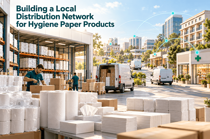 Distribution network for imported hygiene paper products warehouse