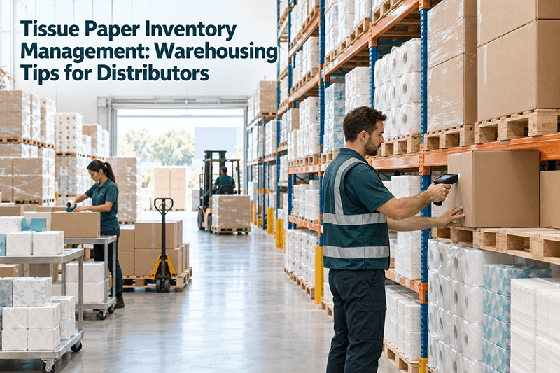 Tissue paper inventory management in a dry distributor warehouse with pallets