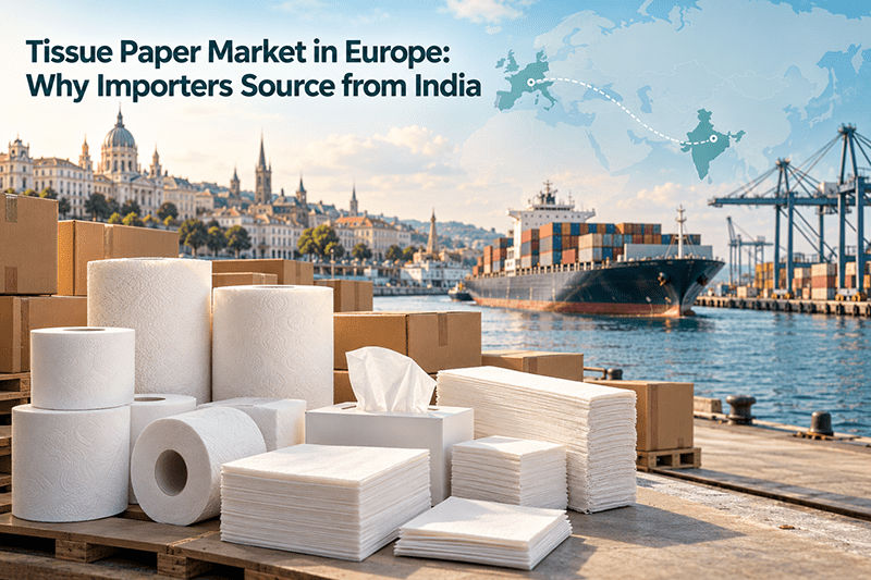 Tissue paper market in Europe served by virgin pulp tissue from India