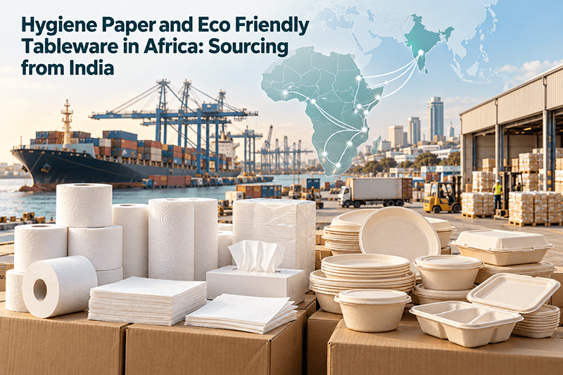 Hygiene paper and eco friendly tableware in Africa supplied from India