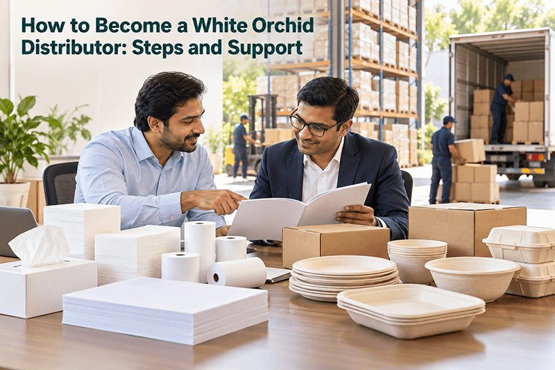 Become a White Orchid distributor of tissue and bagasse products