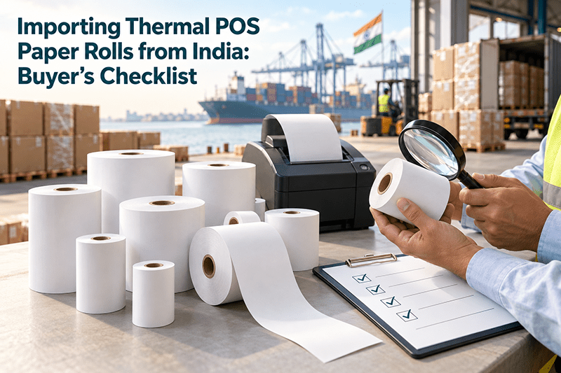 Importing thermal POS paper rolls from India, BPA free billing rolls