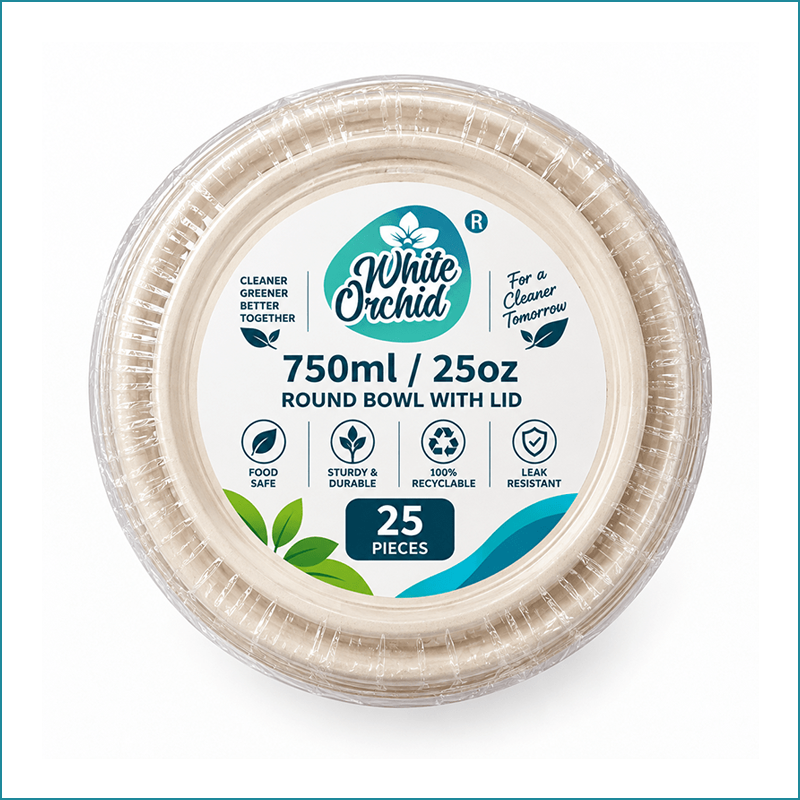 Manufacturer Exporter of Bagasse Round Container 750 ml in Ahmedabad - India