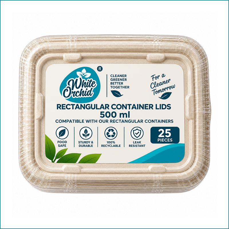 Manufacturer Exporter of Bagasse Rectangular Container Lid 500 ml in Ahmedabad - India