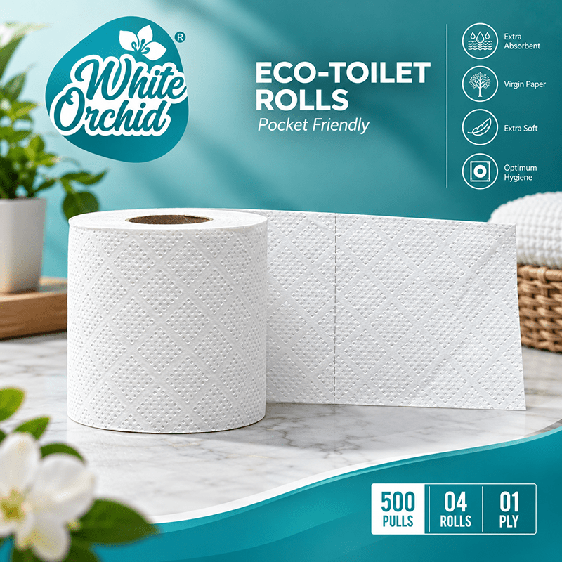 Eco Toilet Rolls manufacturer and exporter in Ahmedabad India - White Orchid pack view