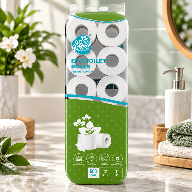 Eco Toilet Rolls pack of 12 rolls exporter from India to Canada - White Orchid
