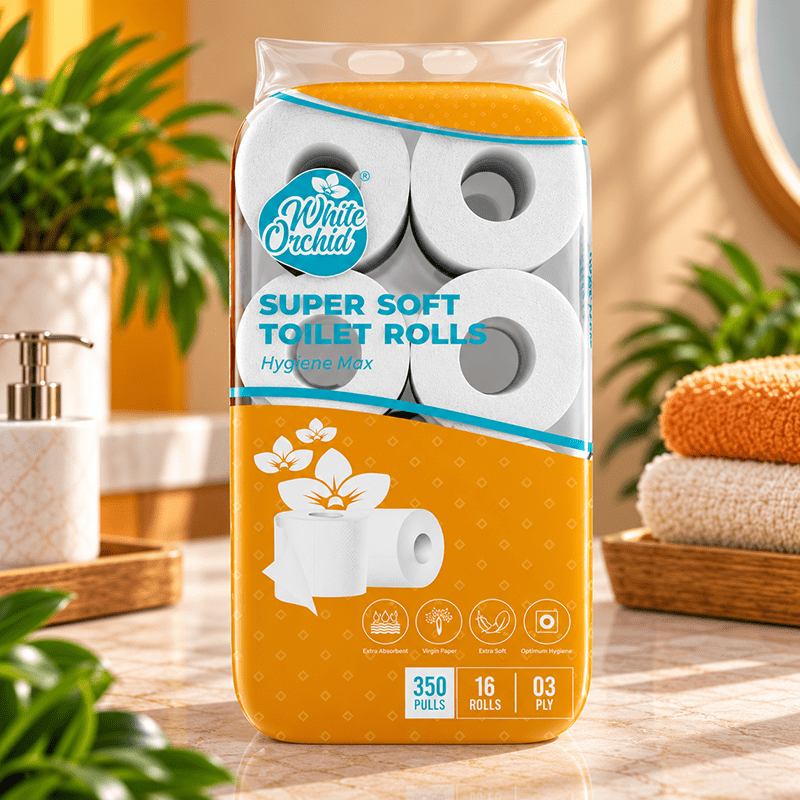 Super Soft Toilet Rolls pack of 16 rolls exporter from India to Australia - White Orchid