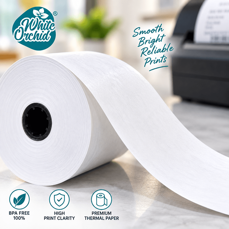 Thermal Roll 3 1/8 Inch x 265 ft manufacturer and exporter in Ahmedabad India - White Orchid bulk packing