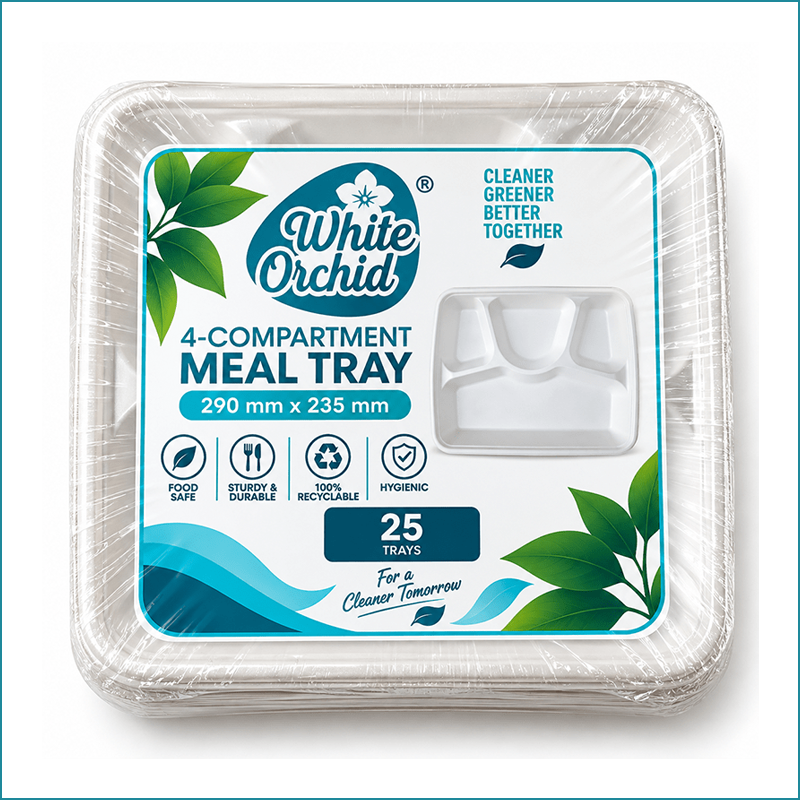 Manufacturer Exporter of Bagasse 4 Compartment Meal Tray in Ahmedabad - India